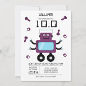 Schattigee Paarse Robot Thema Kinder Robots Verjaa Kaart (Voorkant)