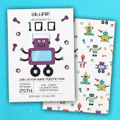 Schattigee Paarse Robot Thema Kinder Robots Verjaa Kaart