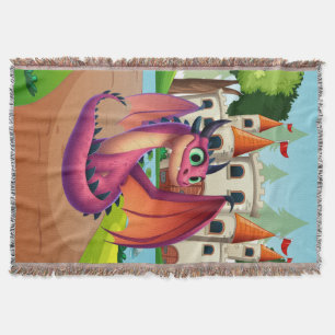 Schattigee paarse/rode cartoon draak deken
