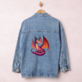 Schattigee paarse/rode cartoon draak denim jacket (Hangar)