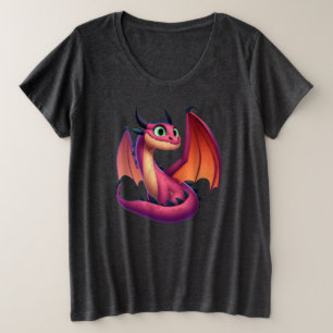 Schattigee paarse/rode cartoon draak grote maat t-shirt
