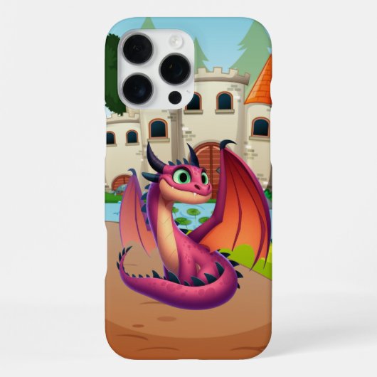 Schattigee paarse/rode cartoon draak iPhone hoesje (Achterkant)