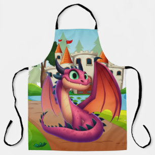 Schattigee paarse/rode cartoon draak schort