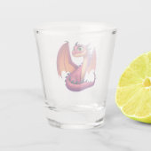 Schattigee paarse/rode cartoon draak shot glas (Achterkant)