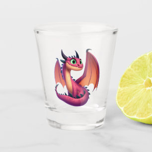 Schattigee paarse/rode cartoon draak shot glas