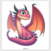 Schattigee paarse/rode cartoon draak sticker (Vel)