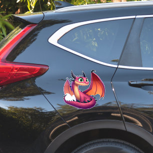 Schattigee paarse/rode cartoon draak sticker