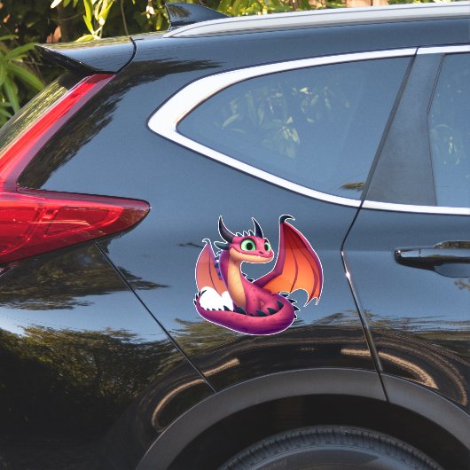 Schattigee paarse/rode cartoon draak sticker (Auto Zijkant)