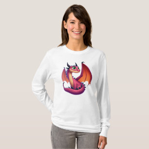 Schattigee paarse/rode cartoon draak t-shirt