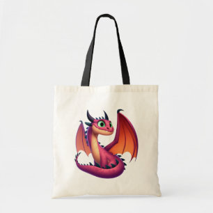 Schattigee paarse/rode cartoon draak tote bag