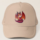 Schattigee paarse/rode cartoon draak trucker pet (Voorkant)