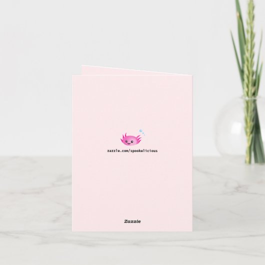 Schattigee Paarse Roze Axolotl Bubble met Naam Feestdagen Kaart (Achterkant)