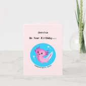 Schattigee Paarse Roze Axolotl Bubble met Naam Feestdagen Kaart (Voorkant)