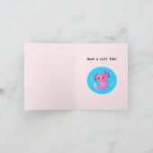 Schattigee Paarse Roze Axolotl Bubble met Naam Feestdagen Kaart (Binnen)