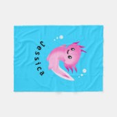 Schattigee Paarse Roze Axolotl Bubble met Naam Fleece Deken (Voorkant (Horizontaal))