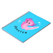 Schattigee Paarse Roze Axolotl Bubble met Naam Notitieboek (Linkerzijde)