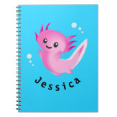 Schattigee Paarse Roze Axolotl Bubble met Naam Notitieboek (Voorkant)