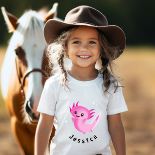 Schattigee Paarse Roze Axolotl Bubble met Naam T-shirt