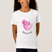 Schattigee Paarse Roze Axolotl Bubble met Naam T-shirt (Voorkant)