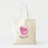 Schattigee Paarse Roze Axolotl Bubble met Naam Tote Bag (Voorkant)