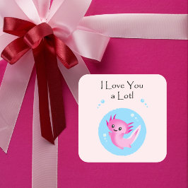 Schattigee Paarse Roze Axolotl Love You Valentijn Vierkante Sticker