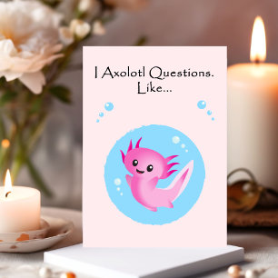 Schattigee Paarse Roze Axolotl Vragen Valentijn Feestdagenkaart