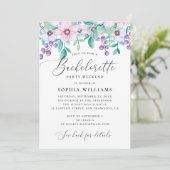 Schattigee paarse roze bloemenschrift Bachelorette Kaart (Staand voorkant)