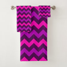 Schattigee Paarse roze Chevrons badhanddoek set