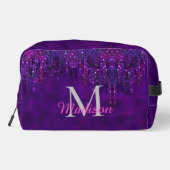 Schattigee Paarse roze Eenhoorn Glitter Drips mono Toilettasje (Achterkant)