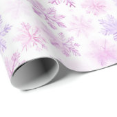 Schattigee Paarse Roze Sneeuwvlokkenpatroon Cadeaupapier (Rol Hoek)