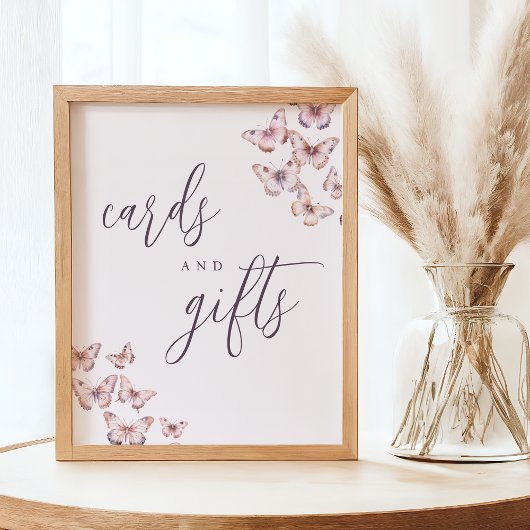 Schattigee Paarse & Roze Vlinder Kaarten en Cadeau Poster