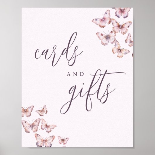 Schattigee Paarse & Roze Vlinder Kaarten en Cadeau Poster (Voorkant)
