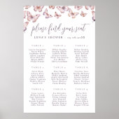 Schattigee Paarse & Roze Vlinder Zitkaart Poster (Voorkant)