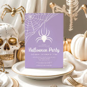 Schattigee Paarse Spider Halloween Party Kaart