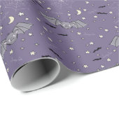 Schattigee Paarse Spooky Bats Halloween Pattern Cadeaupapier (Rol Hoek)