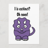 Schattigee Paarse Triceratops Cartoon met Uitgesto Briefkaart (Voorkant)