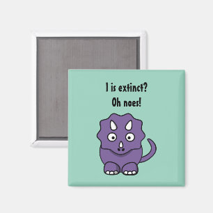 Schattigee Paarse Triceratops Cartoon met Uitgesto Magneet