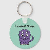 Schattigee Paarse Triceratops Cartoon met Uitgesto Sleutelhanger (Voorkant)