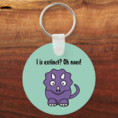 Schattigee Paarse Triceratops Cartoon met Uitgesto Sleutelhanger (Voorkant)