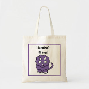Schattigee Paarse Triceratops Cartoon met Uitgesto Tote Bag