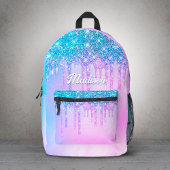 Schattigee paarse Turquoise Glitter Drips monogram Bedrukte Rugzak
