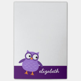 Schattigee Paarse uil aangepaste naam voor haar A3 Post-it® Notes