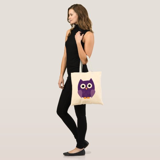 Schattigee Paarse Uil Kinder Trick or treat Tote Bag (Voorkant (model))