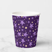 Schattigee Paarse Violet Star Pattern Party Papieren Bekers (Voorkant)