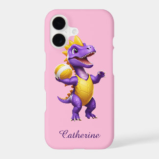 Schattigee paarse volleybal dinosaurus