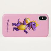 Schattigee paarse volleybal dinosaurus Case-Mate iPhone case (Achterkant (horizontaal))