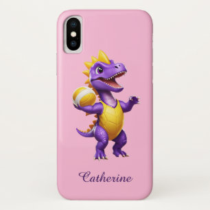 Schattigee paarse volleybal dinosaurus Case-Mate iPhone case