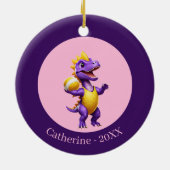 Schattigee paarse volleybal dinosaurus keramisch ornament (Achterkant)