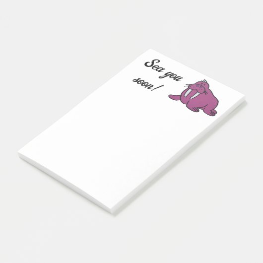 Schattigee Paarse Walrus Cartoon, Vriendelijke Oce Post-it® Notes (Schuin)