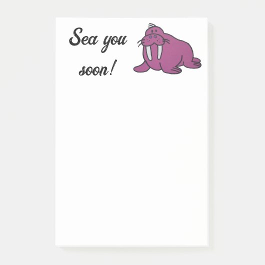 Schattigee Paarse Walrus Cartoon, Vriendelijke Oce Post-it® Notes (Voorkant)